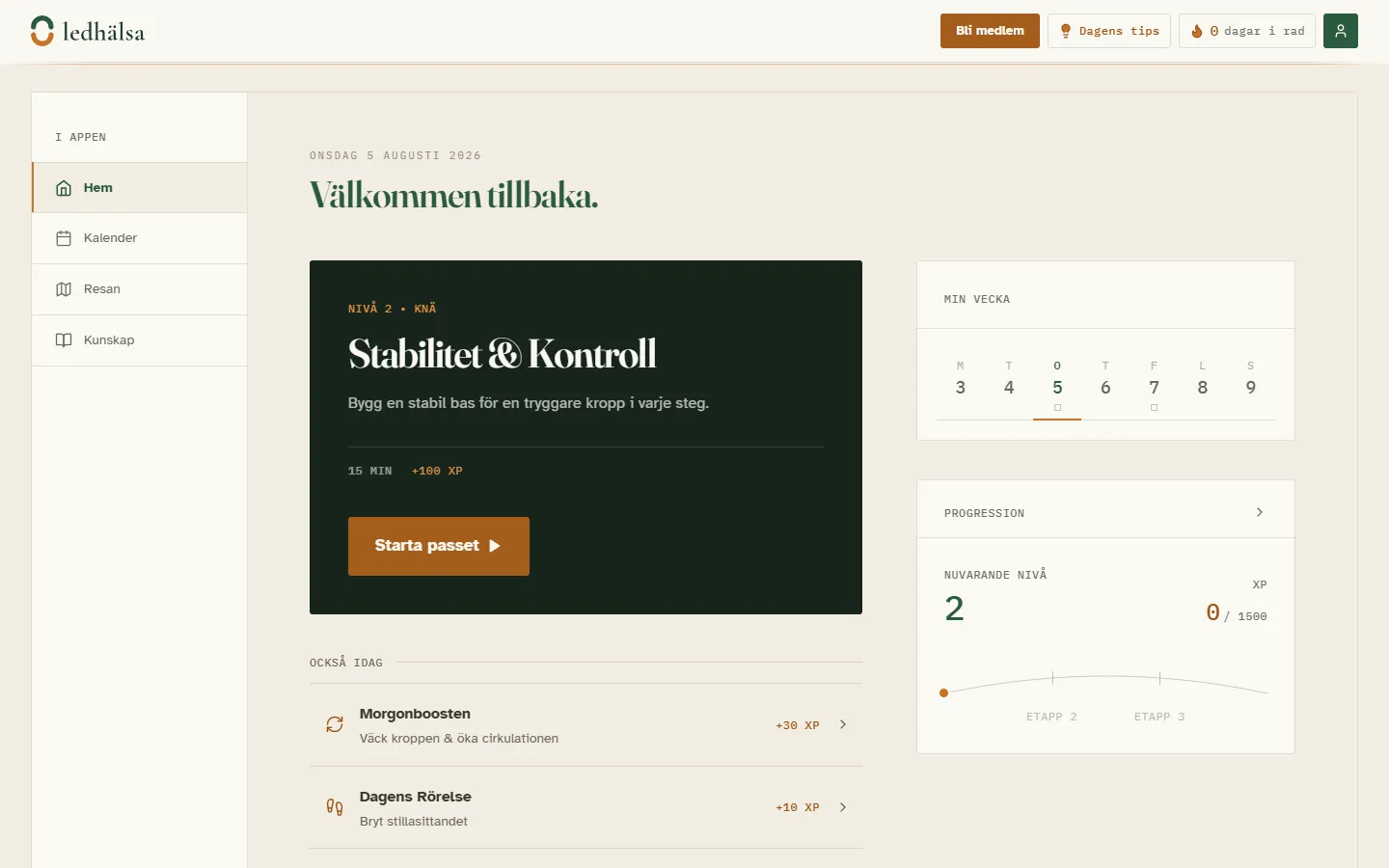Ledhälsa i webbläsaren på en dator