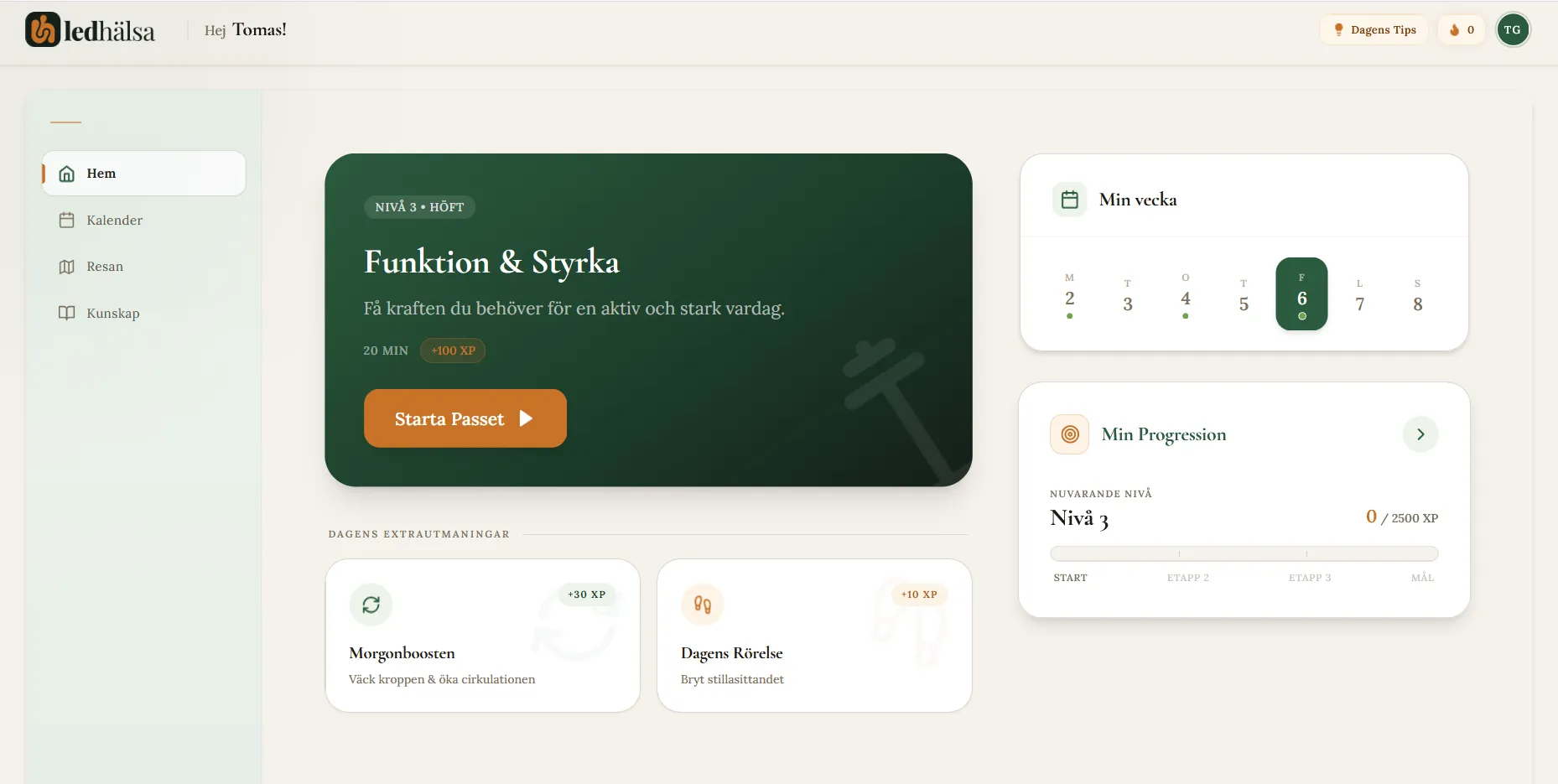 Ledhälsa dashboard på dator